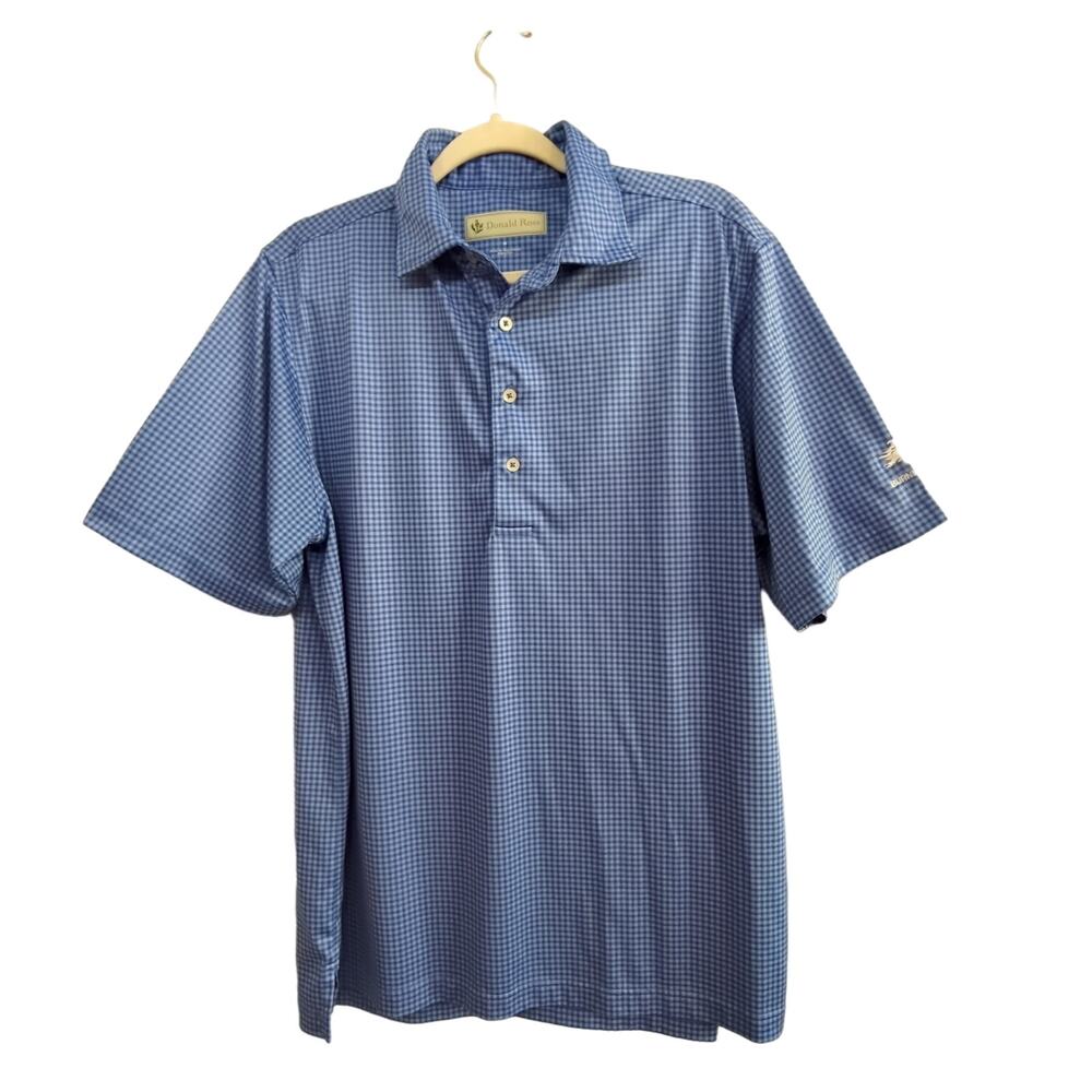 Donald Ross Polo Mens Medium Blue‎ Check Burning Tree